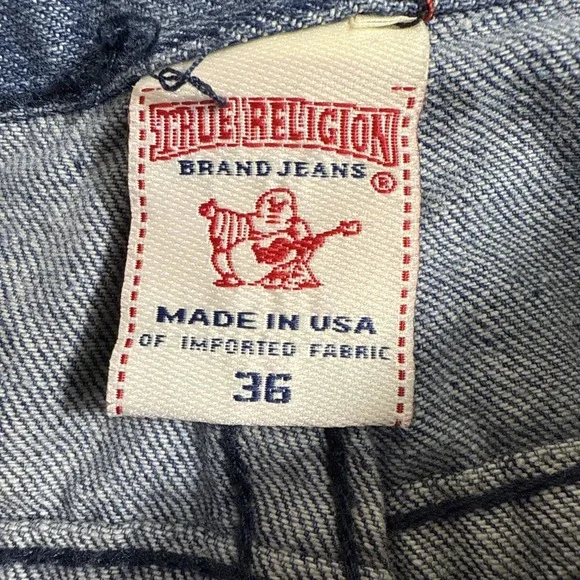 JEANS TRUE STRAIGHT RELIGION MEN 36X34 VTGSTYLE 24-870BRBTE Skull PATCH USA